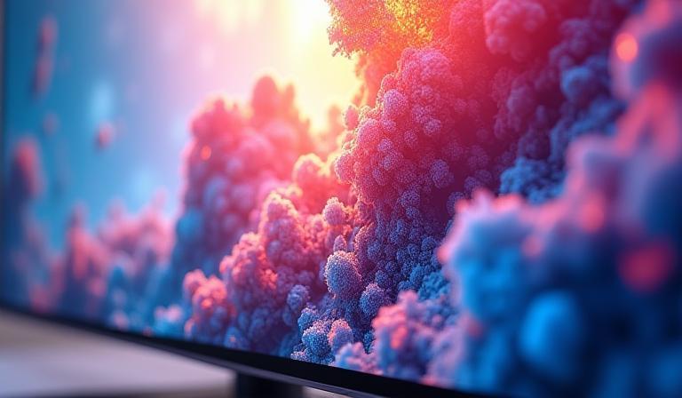 Close-up of a vibrant 4K TV display.